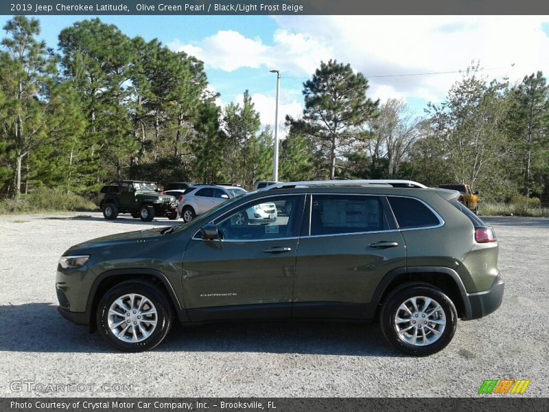 Olive Green Pearl / Black/Light Frost Beige 2019 Jeep Cherokee Latitude
