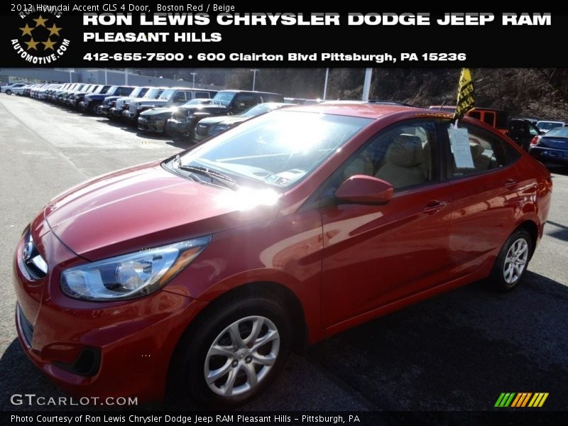 Boston Red / Beige 2012 Hyundai Accent GLS 4 Door