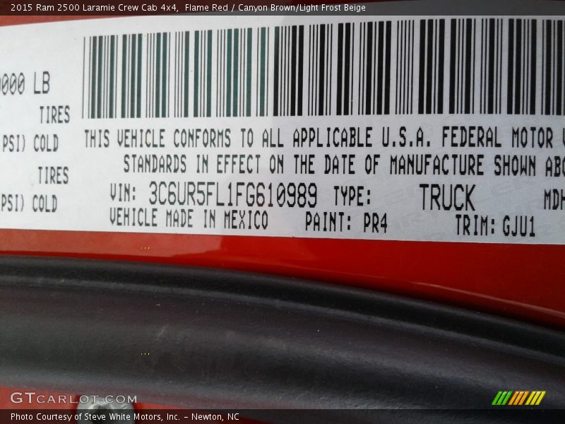 Flame Red / Canyon Brown/Light Frost Beige 2015 Ram 2500 Laramie Crew Cab 4x4