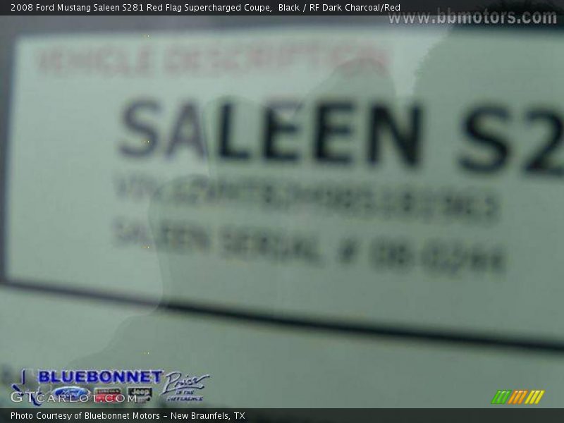 Black / RF Dark Charcoal/Red 2008 Ford Mustang Saleen S281 Red Flag Supercharged Coupe
