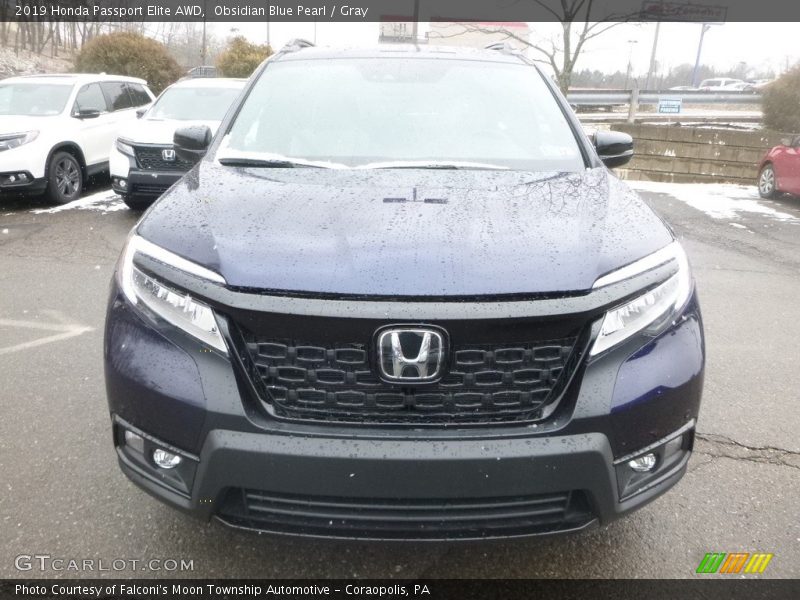 Obsidian Blue Pearl / Gray 2019 Honda Passport Elite AWD