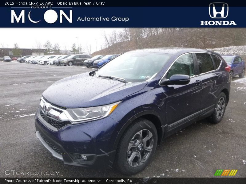 Obsidian Blue Pearl / Gray 2019 Honda CR-V EX AWD