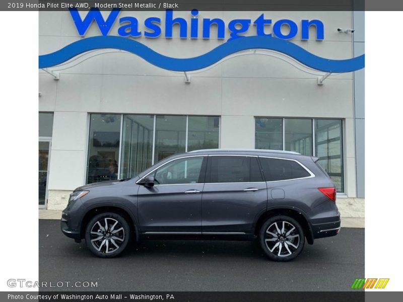 Modern Steel Metallic / Black 2019 Honda Pilot Elite AWD