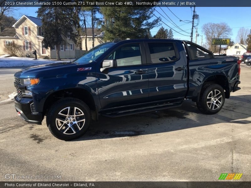 Northsky Blue Metallic / Jet Black 2019 Chevrolet Silverado 1500 Custom Z71 Trail Boss Crew Cab 4WD