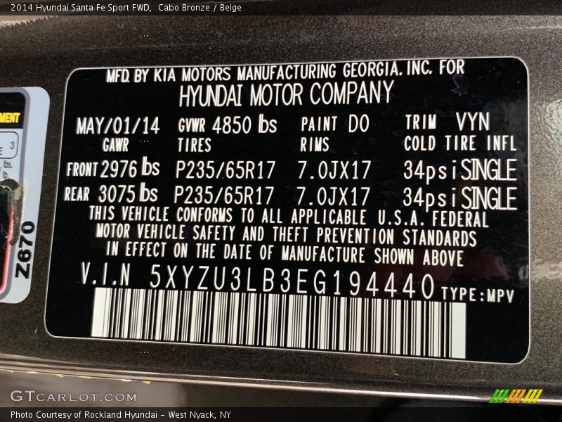 Cabo Bronze / Beige 2014 Hyundai Santa Fe Sport FWD