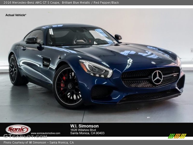 Brilliant Blue Metallic / Red Pepper/Black 2016 Mercedes-Benz AMG GT S Coupe