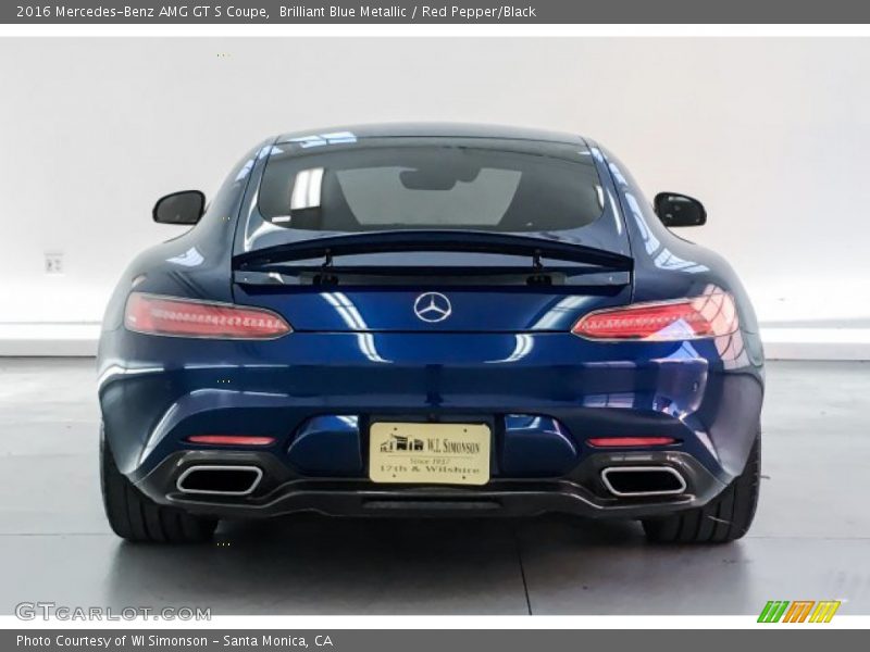 Brilliant Blue Metallic / Red Pepper/Black 2016 Mercedes-Benz AMG GT S Coupe