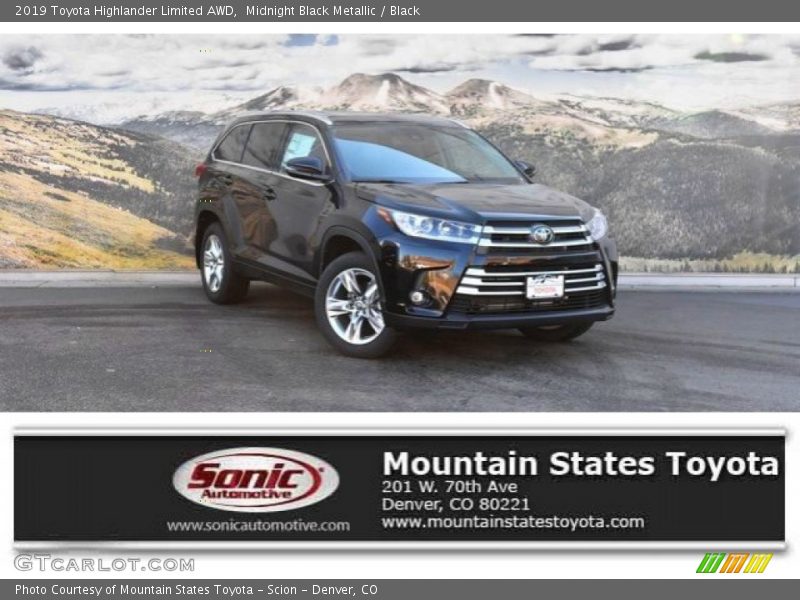 Midnight Black Metallic / Black 2019 Toyota Highlander Limited AWD
