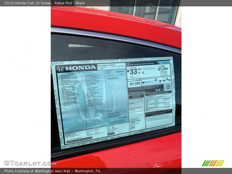 Rallye Red / Black 2019 Honda Civic LX Sedan