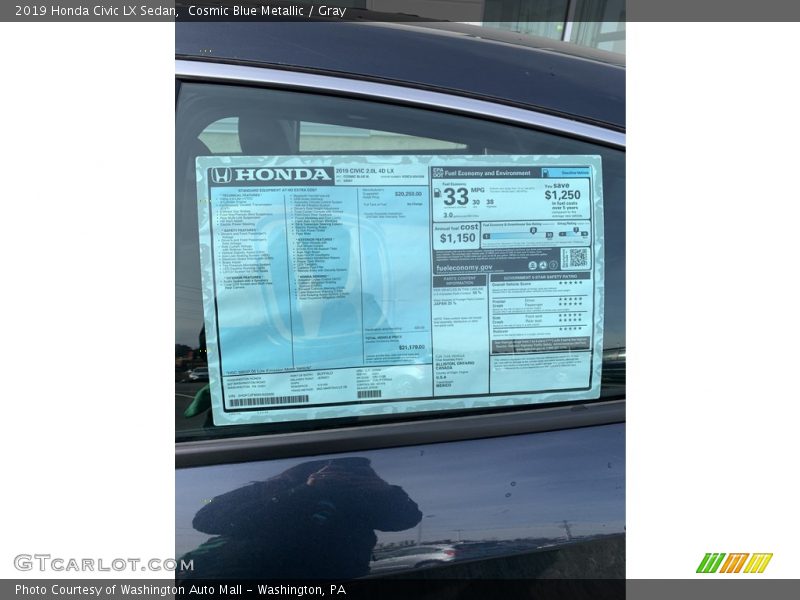 Cosmic Blue Metallic / Gray 2019 Honda Civic LX Sedan