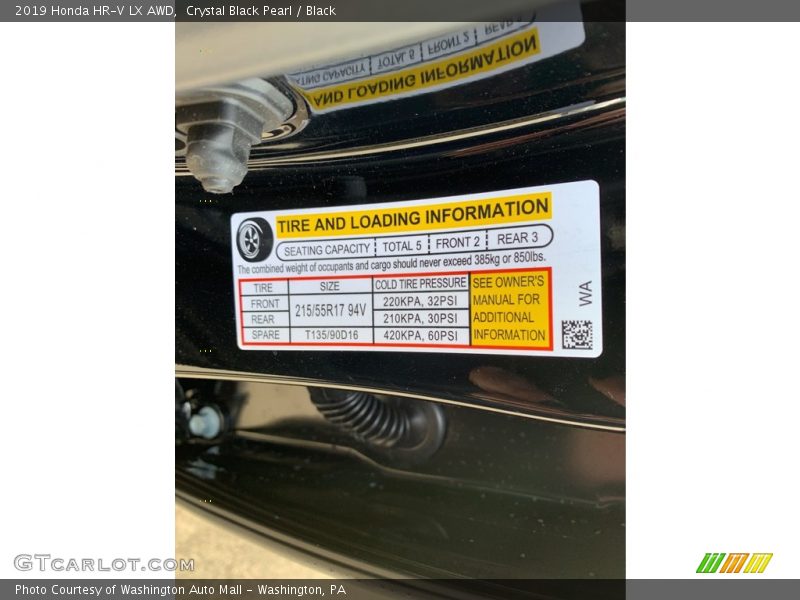 Crystal Black Pearl / Black 2019 Honda HR-V LX AWD