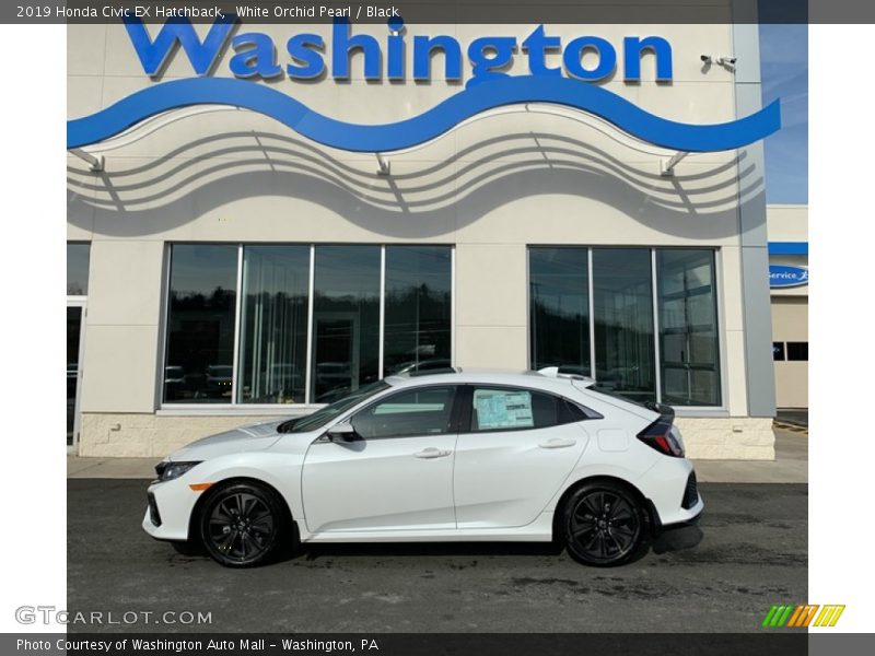 White Orchid Pearl / Black 2019 Honda Civic EX Hatchback