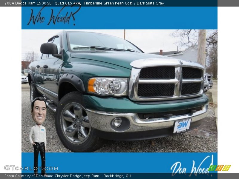 Timberline Green Pearl Coat / Dark Slate Gray 2004 Dodge Ram 1500 SLT Quad Cab 4x4