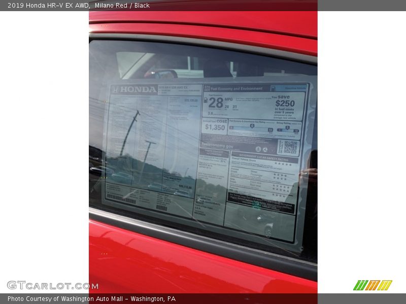 Milano Red / Black 2019 Honda HR-V EX AWD
