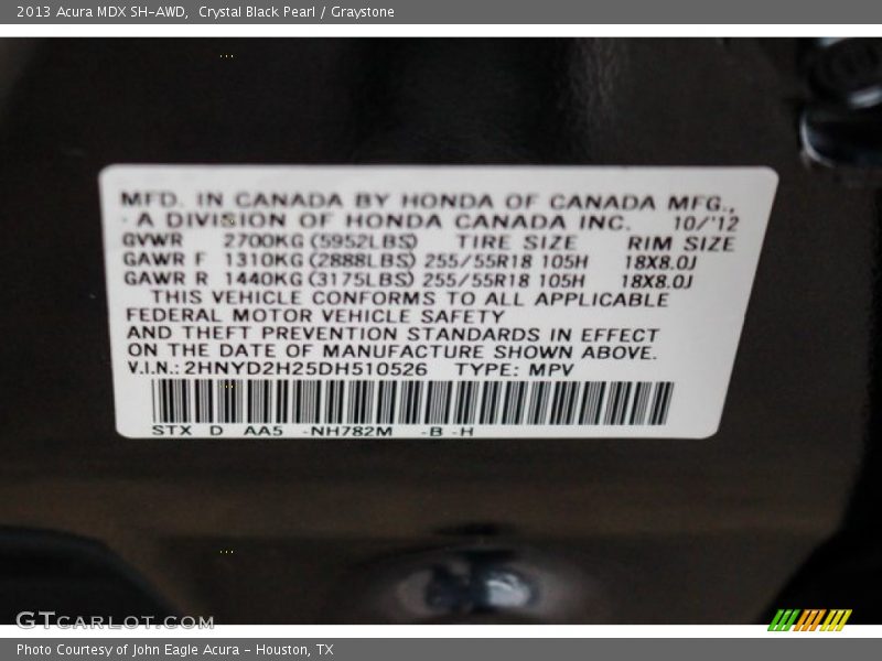 Crystal Black Pearl / Graystone 2013 Acura MDX SH-AWD