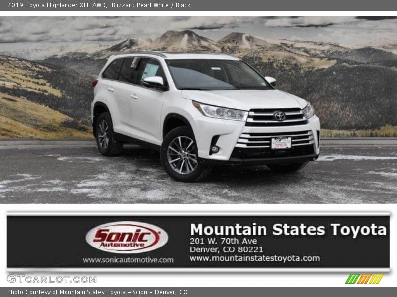 Blizzard Pearl White / Black 2019 Toyota Highlander XLE AWD