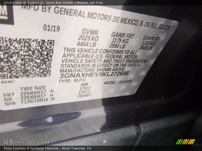 Storm Blue Metallic / Medium Ash Gray 2019 Chevrolet Equinox LS