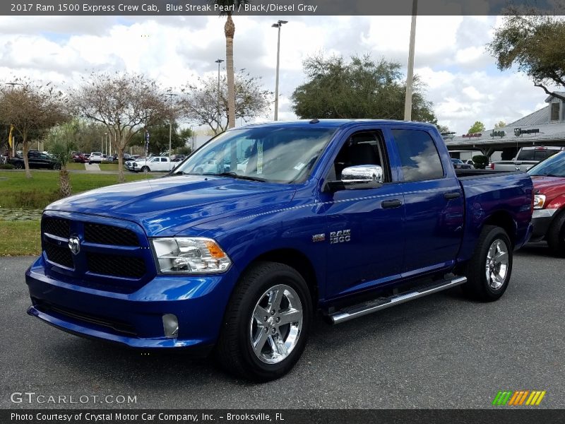 Blue Streak Pearl / Black/Diesel Gray 2017 Ram 1500 Express Crew Cab