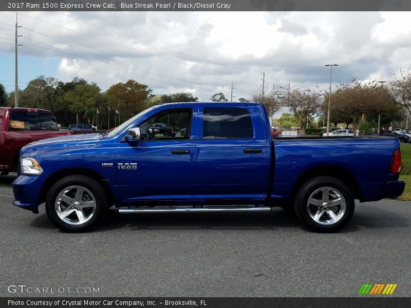 Blue Streak Pearl / Black/Diesel Gray 2017 Ram 1500 Express Crew Cab