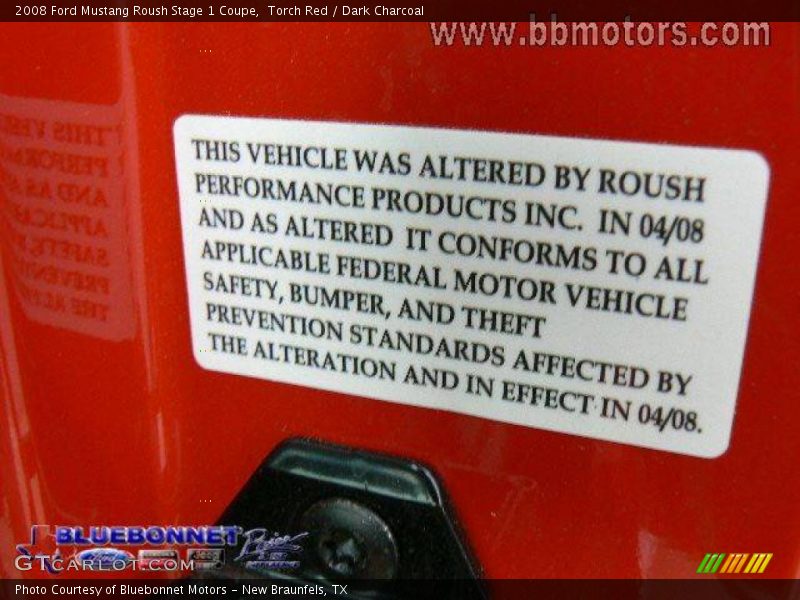 Torch Red / Dark Charcoal 2008 Ford Mustang Roush Stage 1 Coupe