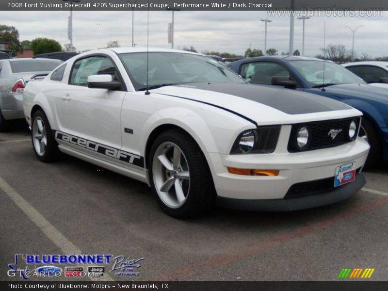 Performance White / Dark Charcoal 2008 Ford Mustang Racecraft 420S Supercharged Coupe
