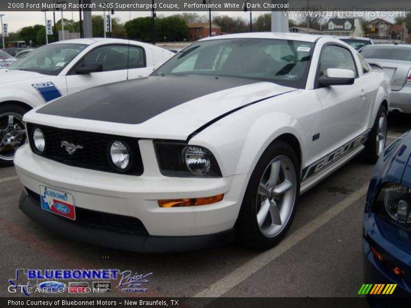 Performance White / Dark Charcoal 2008 Ford Mustang Racecraft 420S Supercharged Coupe