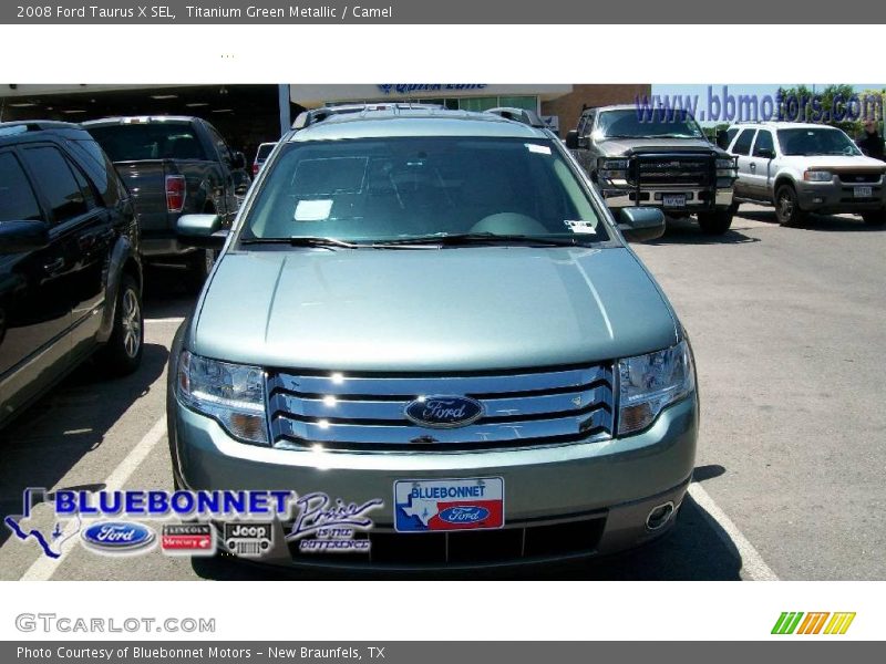 Titanium Green Metallic / Camel 2008 Ford Taurus X SEL