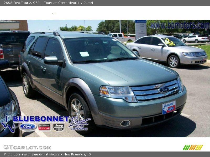Titanium Green Metallic / Camel 2008 Ford Taurus X SEL