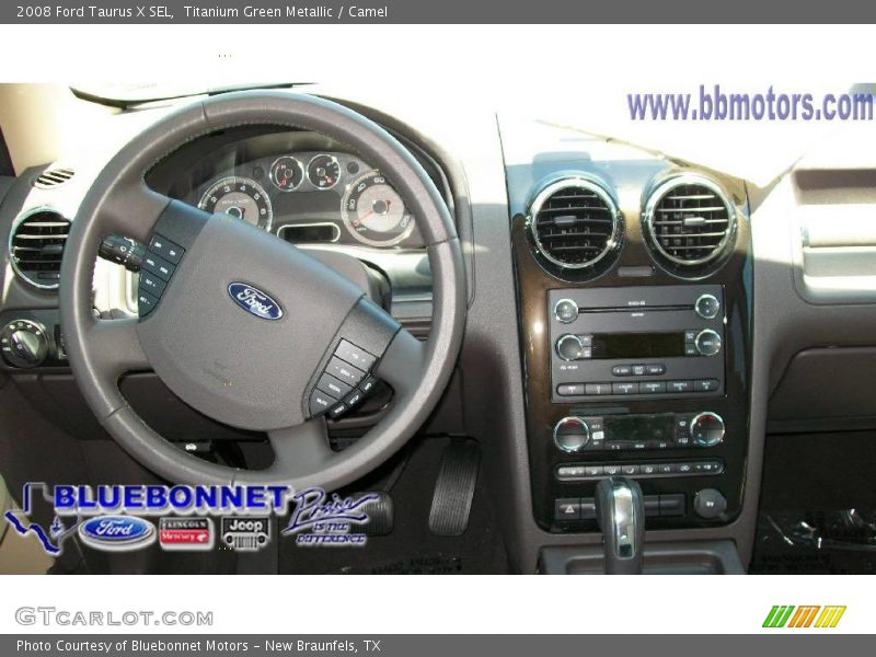 Titanium Green Metallic / Camel 2008 Ford Taurus X SEL