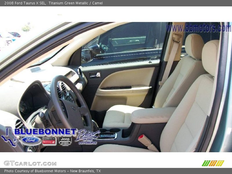 Titanium Green Metallic / Camel 2008 Ford Taurus X SEL