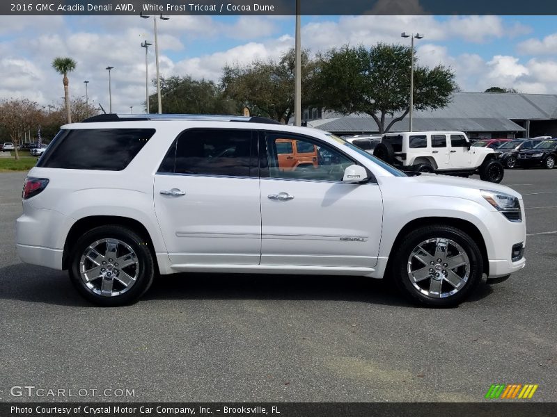 White Frost Tricoat / Cocoa Dune 2016 GMC Acadia Denali AWD