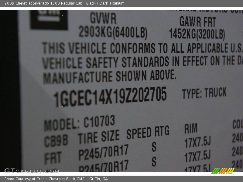 Black / Dark Titanium 2009 Chevrolet Silverado 1500 Regular Cab