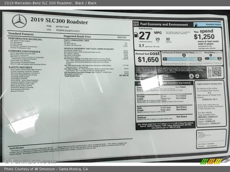 Black / Black 2019 Mercedes-Benz SLC 300 Roadster