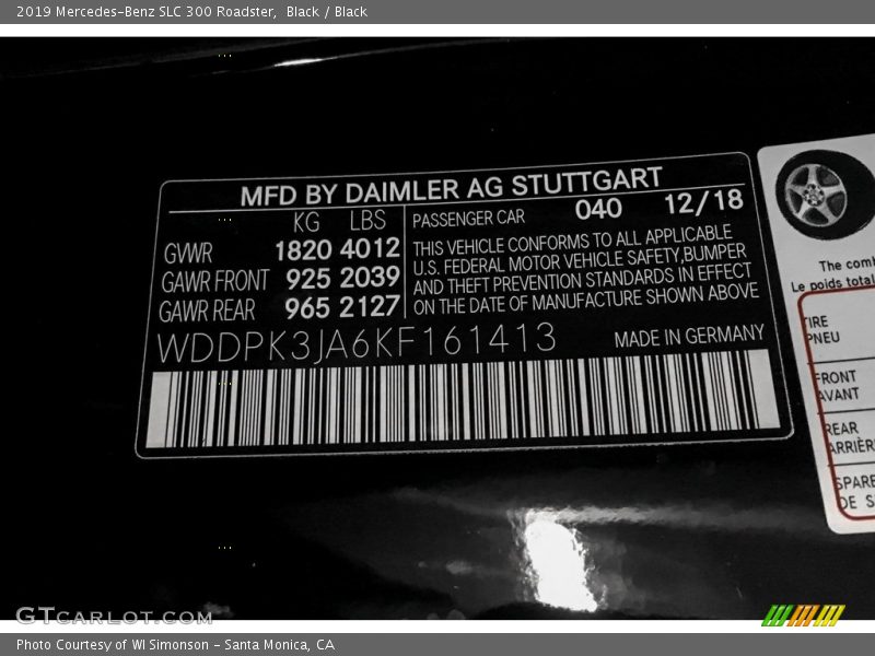 Black / Black 2019 Mercedes-Benz SLC 300 Roadster