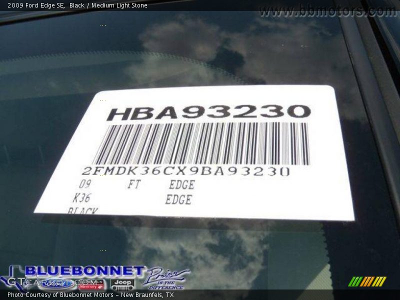 Black / Medium Light Stone 2009 Ford Edge SE