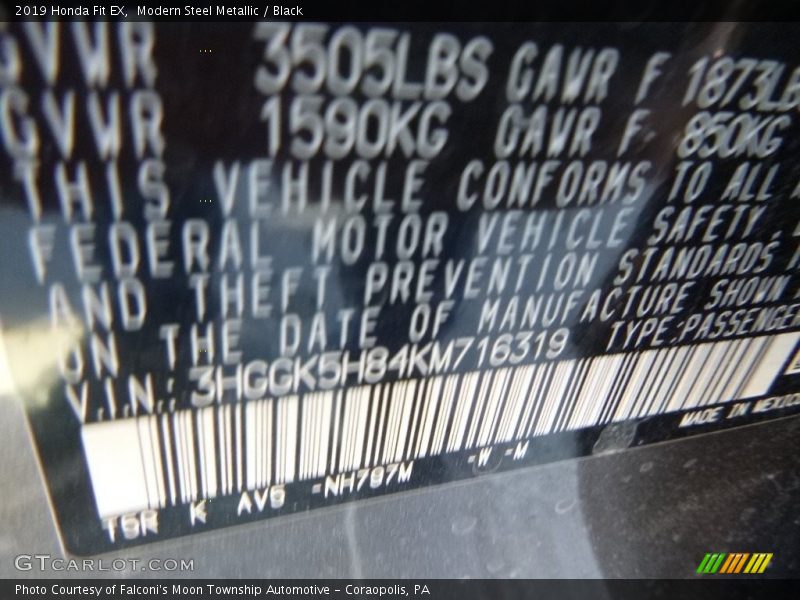 Modern Steel Metallic / Black 2019 Honda Fit EX