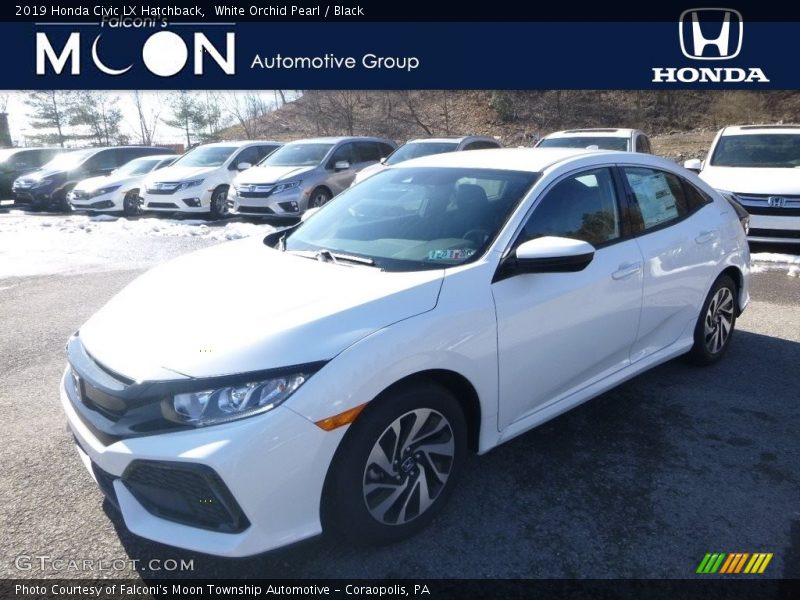 White Orchid Pearl / Black 2019 Honda Civic LX Hatchback