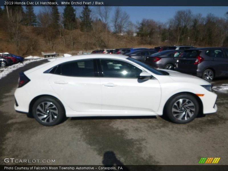 White Orchid Pearl / Black 2019 Honda Civic LX Hatchback