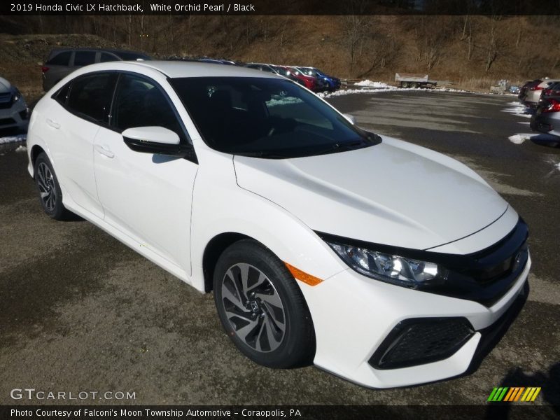 White Orchid Pearl / Black 2019 Honda Civic LX Hatchback
