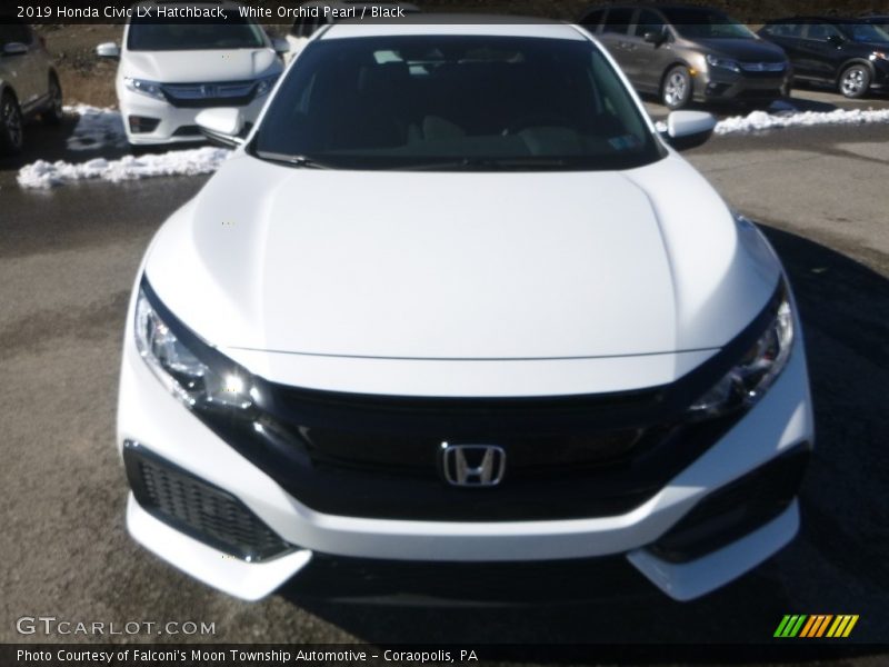 White Orchid Pearl / Black 2019 Honda Civic LX Hatchback