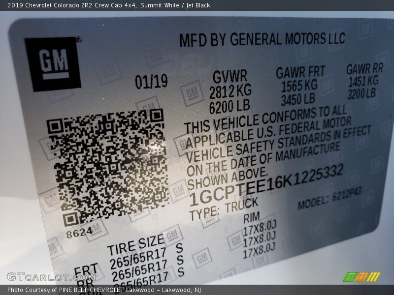 Summit White / Jet Black 2019 Chevrolet Colorado ZR2 Crew Cab 4x4