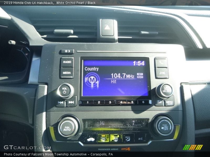 White Orchid Pearl / Black 2019 Honda Civic LX Hatchback