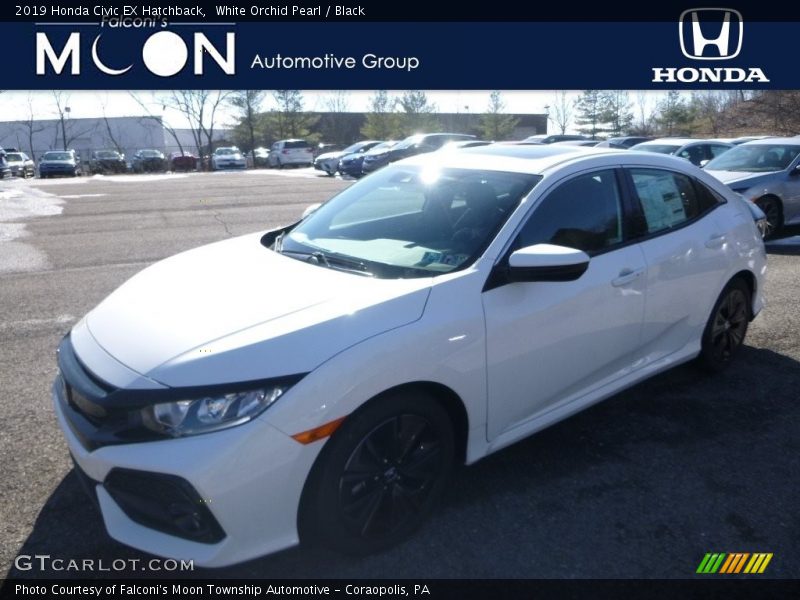 White Orchid Pearl / Black 2019 Honda Civic EX Hatchback