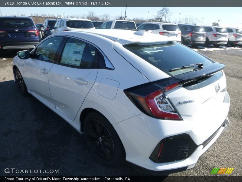 White Orchid Pearl / Black 2019 Honda Civic EX Hatchback
