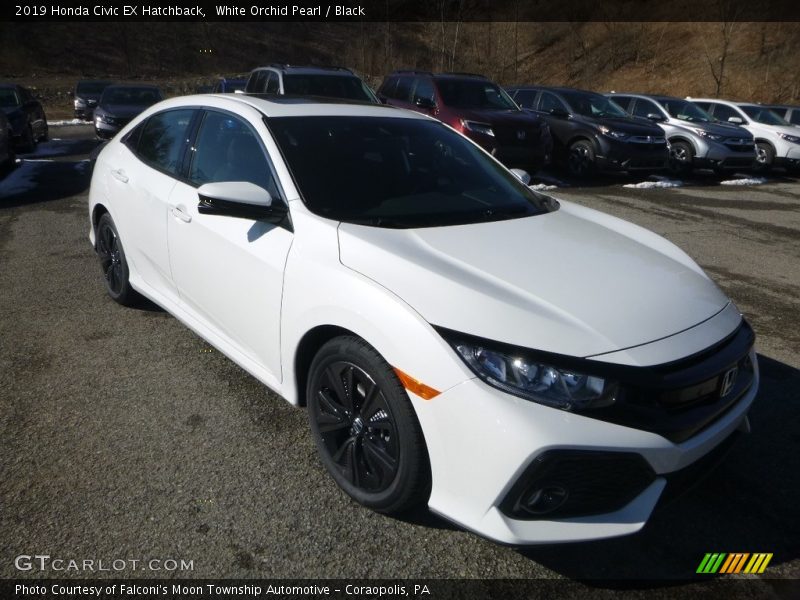 White Orchid Pearl / Black 2019 Honda Civic EX Hatchback