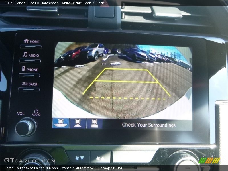 White Orchid Pearl / Black 2019 Honda Civic EX Hatchback