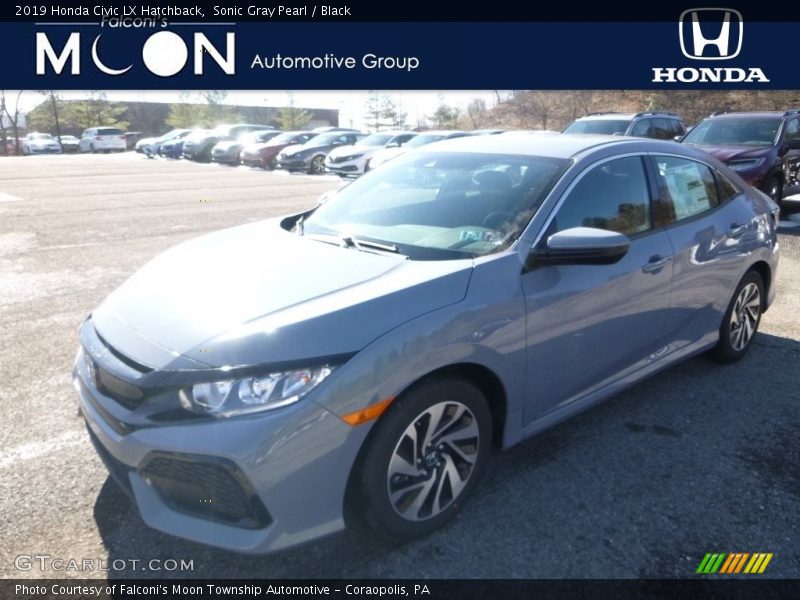 Sonic Gray Pearl / Black 2019 Honda Civic LX Hatchback