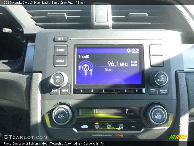 Sonic Gray Pearl / Black 2019 Honda Civic LX Hatchback