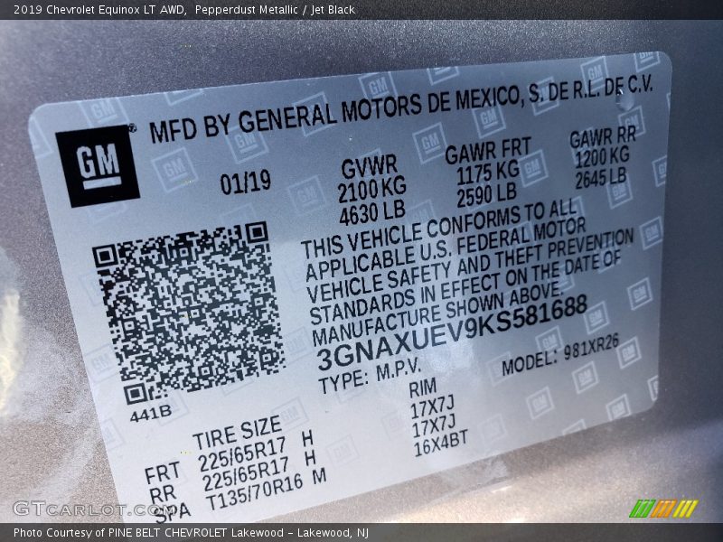 Pepperdust Metallic / Jet Black 2019 Chevrolet Equinox LT AWD