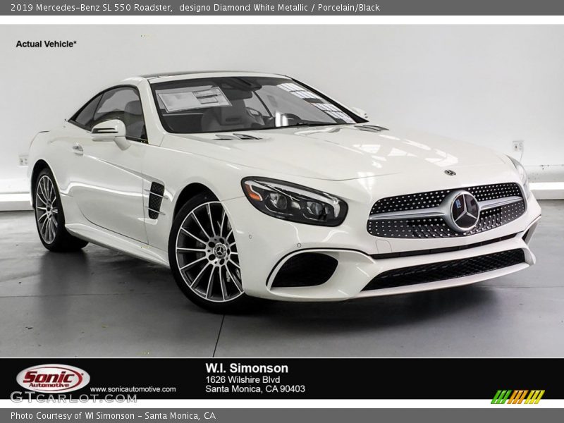 designo Diamond White Metallic / Porcelain/Black 2019 Mercedes-Benz SL 550 Roadster